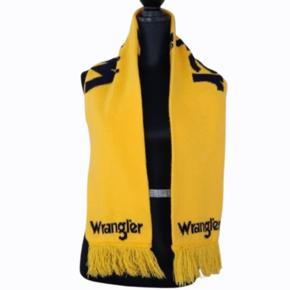 WRANGLER Yellow Reversible Knit Scarf with Fringe